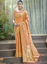 Organza Orange Traditional Wear Weaving Saree